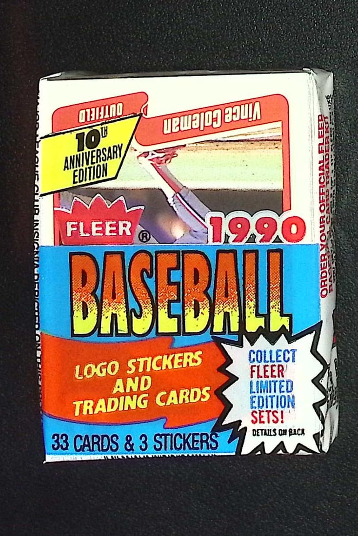 1990 Fleer Baseball Series 1 CELLO FAT PACK Retail Box Pack - 33 Cards & 3 Stickers Sports Cards: Vintage Valuable Fleer Baseball MLB Trading & Sports Cards, Rookies in This Set Include Frank Thomas, Sammy Sosa, Larry Walker, Bernie Williams, New York Yankees, Old Sports Cards for Sale Near Me, Wo