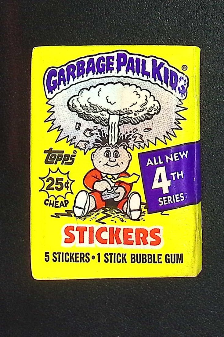 1986 Topps Vintage Garbage Pail Kids Retail Box Wax Pack - 4th Series: Sealed Packs this old have no card quality guarantees - Topps Trading Cards Sold on Line, Auction Lots for sale on line, Trading Card Stickers