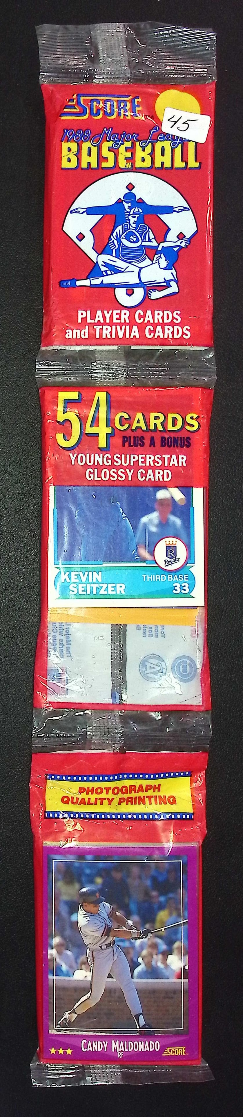 1988 Score Series 1 Vintage Baseball Card Factory Sealed Retail Box RACK PACK: Score Valuable Vintage Rookie Baseball MLB Trading Cards, Old Sports Cards for Sale Near Me, Rookie Cards In this Set Are Craig Biggio, Mark Grace, Roberto Alomar, Tom Glavine, World Series & Hall of 