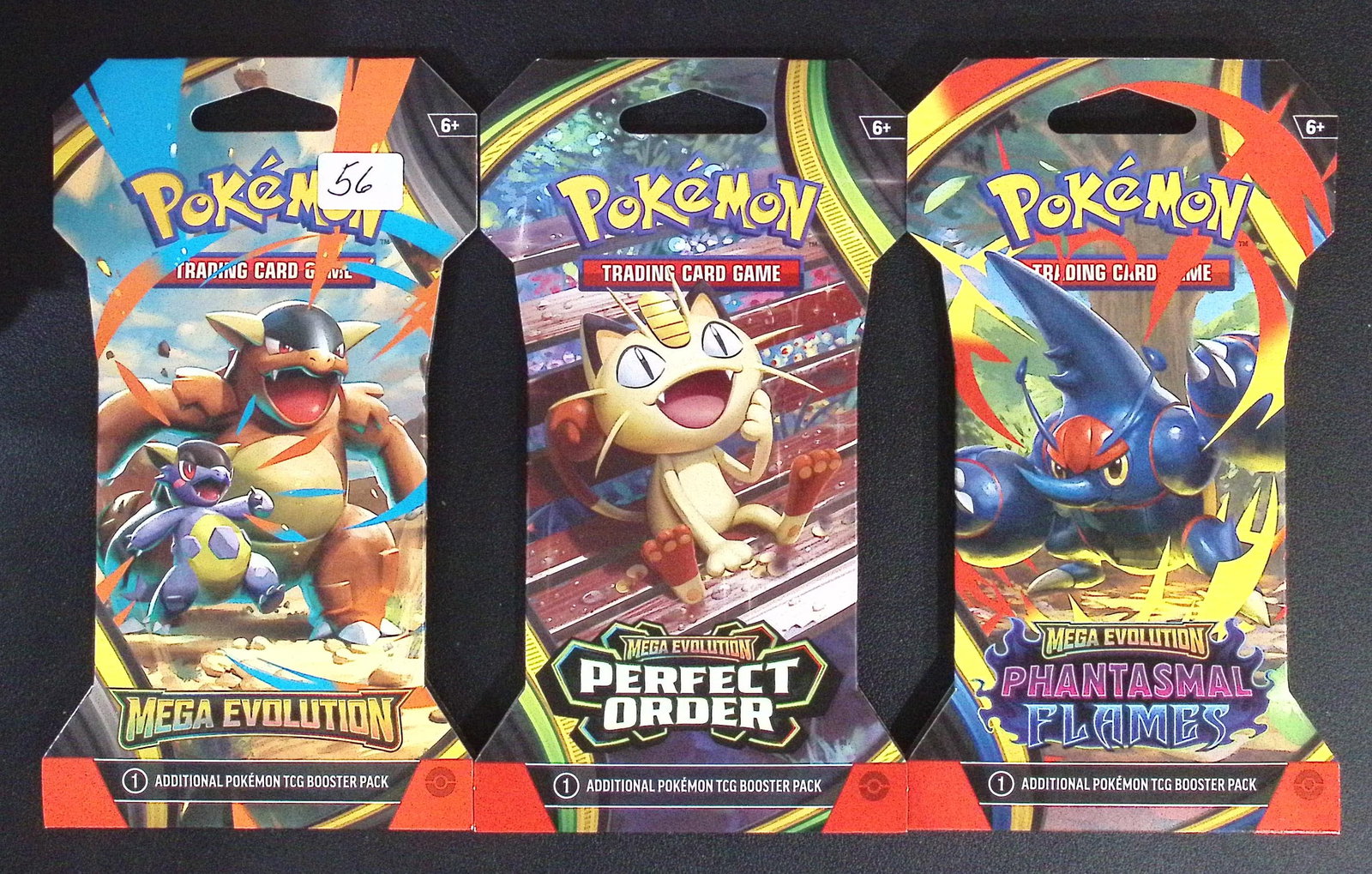 3 COUNT: 1 - Pokemon Mega Evolution, 1 - Perfect Order, & 1 - Phantasmal Flames Booster Packs: Pokemon Trading Card Game Cards, Charizard, Pikachu, Mewto, EX, Referse Holo, Holo Rare Cards, Secret Rare Cards, Full Art Cards, Evee, 3 Stars Ultra Rare Cards, Double Rare, Illustration Rare, Specia