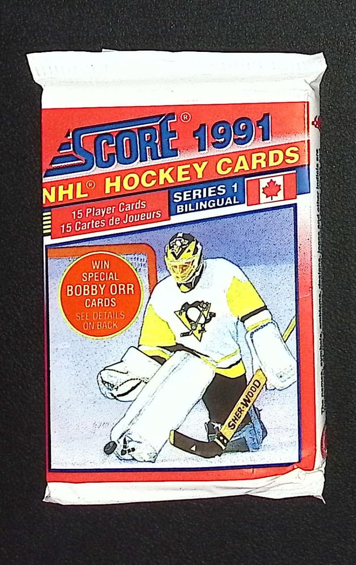 1991 Score Bi-Lingual Series 1 Vintage Hockey Cards Retail Box Pack Sports Cards: Score Vintage Hockey NHL Trading & Sports Cards, Brett Hull, Ray Bourque, Patrick Roy, Mario Lemieux, Wayne Gretzky, Old Sports Cards for Sale Near Me, Stanley Cup & Hall of Fame Players, Valuable Auc