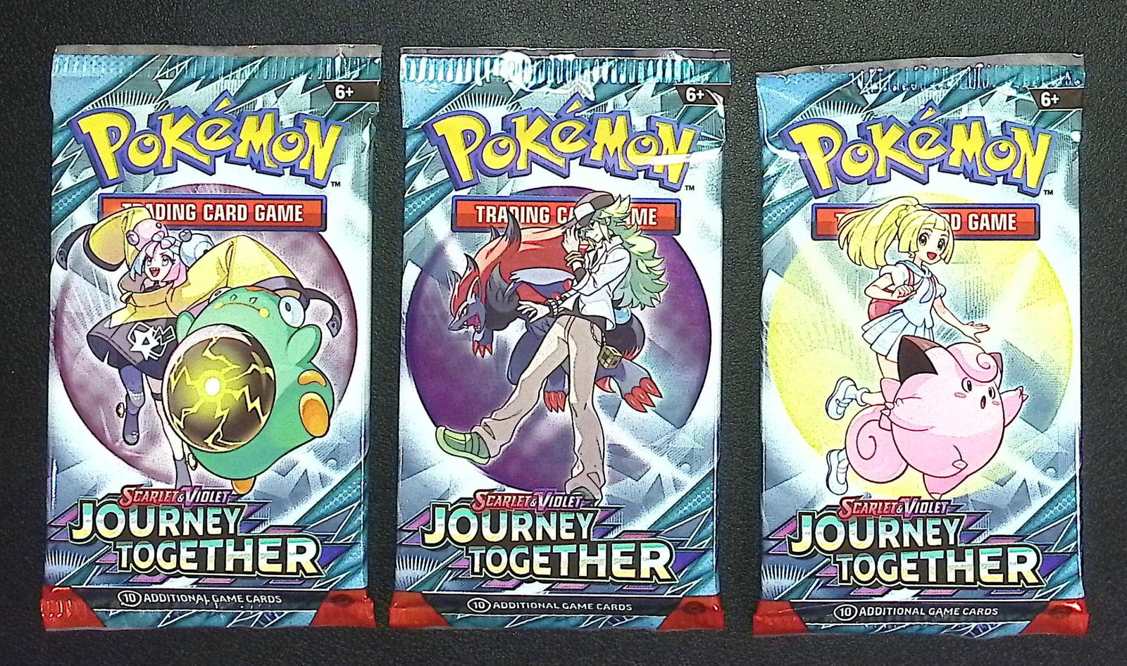 3 Count: 2025 Pokemon Scarlet & Violet Journey Together 10 Card TCG Booster Pack: Pokemon Trading Card Game Cards, Charizard, Pikachu, Mewto, EX, Referse Holo, Holo Rare Cards, Secret Rare Cards, Full Art Cards, Evee, 3 Stars Ultra Rare Cards, Double Rare, Illustration Rare, Specia