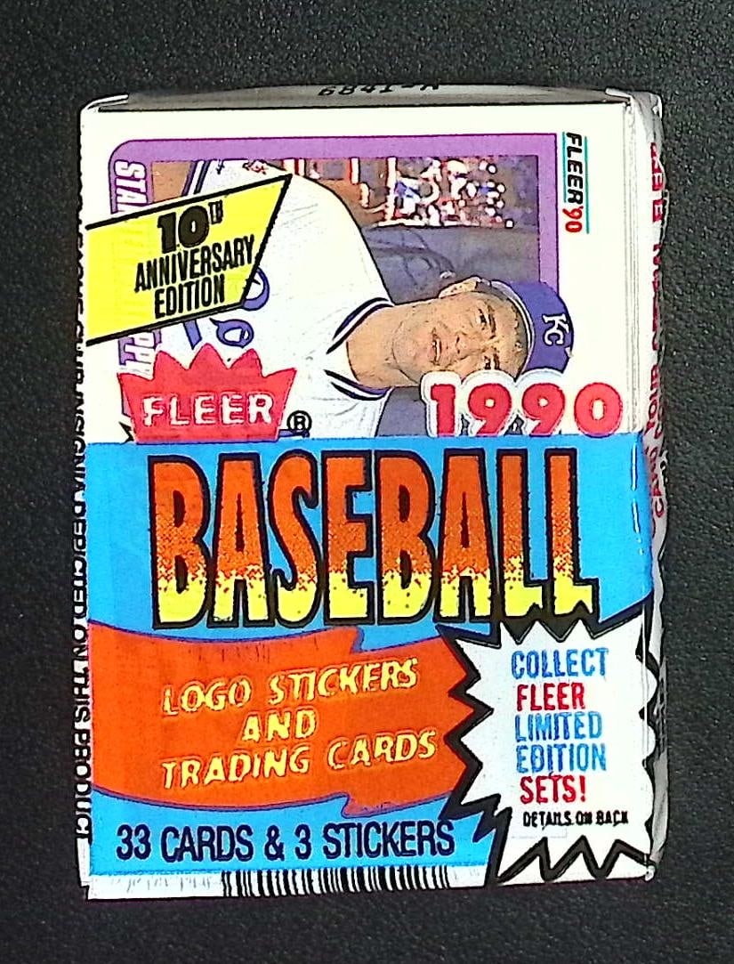 1990 Fleer Baseball Series 1 CELLO FAT PACK Retail Box Pack - 33 Cards & 3 Stickers Sports Cards: Vintage Valuable Fleer Baseball MLB Trading & Sports Cards, Rookies in This Set Include Frank Thomas, Sammy Sosa, Larry Walker, Bernie Williams, New York Yankees, Old Sports Cards for Sale Near Me, Wo