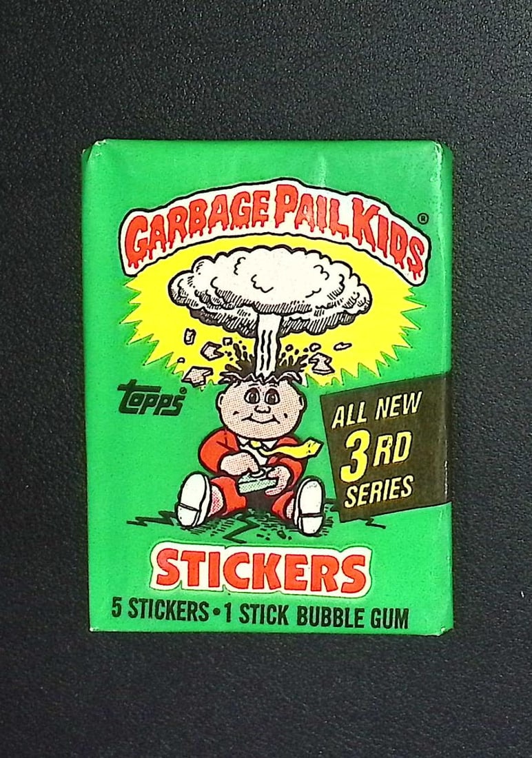 1986 Topps Vintage Garbage Pail Kids Retail Box Wax Pack - 3rd Series: Sealed Packs this old have no card quality guarantees - Topps Trading Cards Sold on Line, Auction Lots for sale on line, Trading Card Stickers