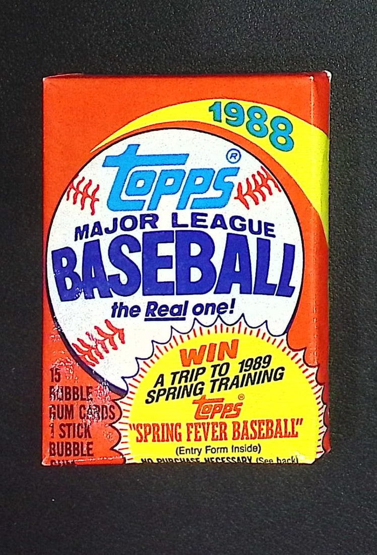 1988 Topps Series 1 Vintage Baseball Card Retail Box Wax Pack Sports Cards: Topps Vintage Rookie Basseball MLB Trading & Sports Cards, Rookie Cards in this Set are Tom Glavine, & Jim Abbott, Old Baseball and Sports Cards For Sale Near Me, World Series Players, Hall of Fame St