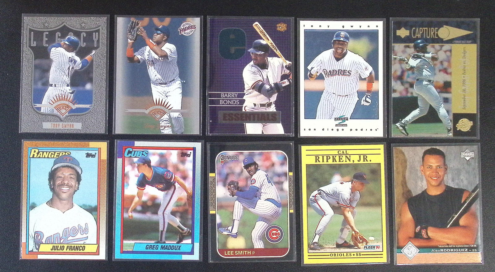 10 Vintage Stars Baseball Cards from the 1980's & 90's: Topps Baseball MLB Trading & Sports Cards, Sports Cards for Sale Near Me, World Series & Hall of Fame Players Memorabilia, Refractors, X-Fractors, Numbered, SP, SSP, Valuable Auction Memorabilia Lots 