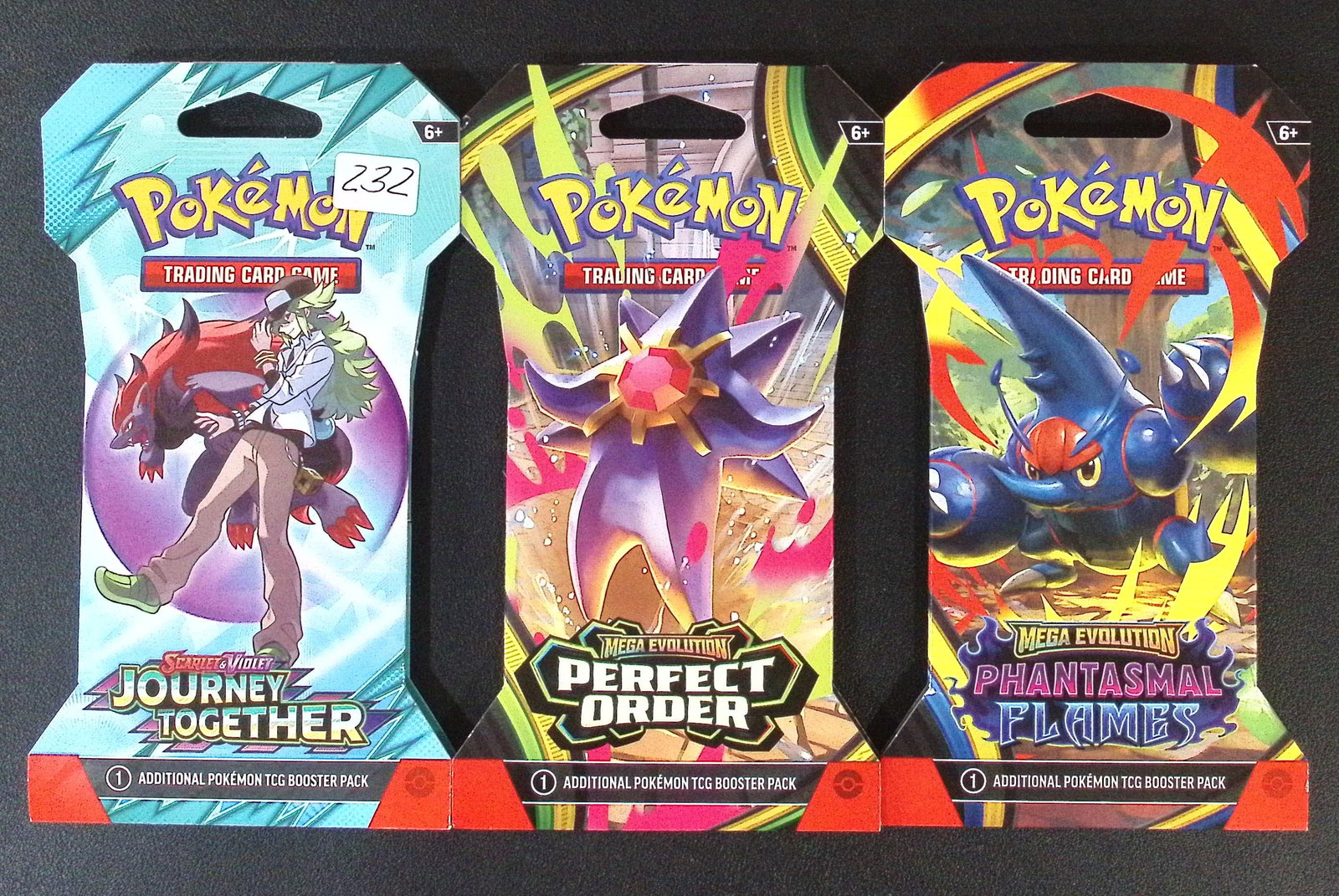 3 COUNT: 1 - Pokemon Journey Together, 1 - Perfect Order, & 1 - Phantasmal Flames Booster Packs: Pokemon Trading Card Game Cards, Charizard, Pikachu, Mewto, EX, Referse Holo, Holo Rare Cards, Secret Rare Cards, Full Art Cards, Evee, 3 Stars Ultra Rare Cards, Double Rare, Illustration Rare, Specia