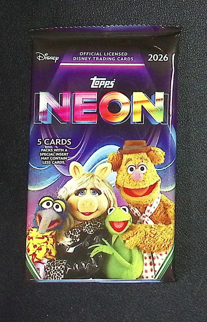 2026 Topps Disney Neon MEGA BOX PACK: Disney Topps Trading Cards of Movies & Television Shows, Refractors, Ray Waves, Numbered Rare Cards. Darth Vader, Luke Skywalker, Princess Leia, Mandalorian, Yoda, Grogu, Han Solo, Rebellion, Imperial