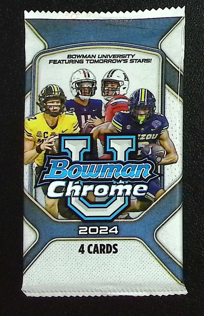 2024 Bowman Chrome U Football Cards BLASTER Box Pack Sports Cards NFL Trading Cards: Bowman Rookie Football NCAA & NFL Trading Sports Cards, Sports Cards for Sale Near Me, 1st Bowman, Prospect, Autographs, Lava, Refractor