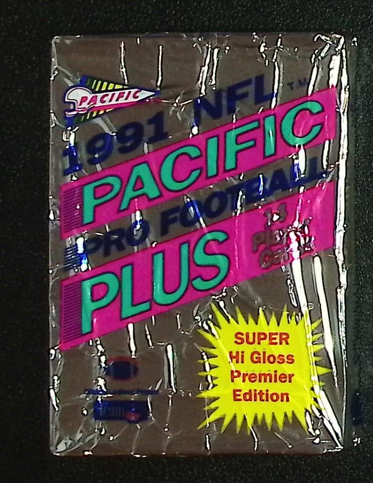 1991 Pacific Plus Premier Edition Football Retail Box Wax Pack - Super Hi Gloss!: Pacific Football NFL Trading & Sports Cards, Brett Favre Rookie Card, John Elway, Bo Jackson, Jerry Rice, Dan Marino, Deion Sanders, Old Sports Cards for Sale Near Me, Vintage Valuable Auction Commemo