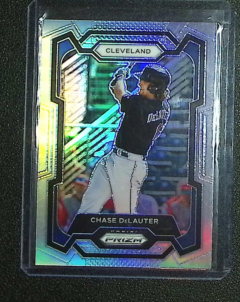 Chase DeLauter Silver Prizm Prospect Card 2024 Panini Prizm #30: Panini Baseball MLB Trading & Sports Cards, Sports Cards for Sale Near Me, Prizm, Mosaic, Select, SP, SSP, Auction Memorabilia Lots for Sale On Line, World Series & Hall of Fame Players