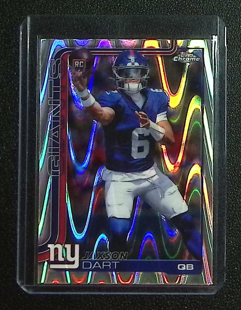 Jaxson Dart Rookie Card Raywave Refractor 2025 Topps Chrome #306: Topps Football NFL Trading Sports Cards, Sports Cards for Sale Near Me, Super Bowl & Hall of Fame Player Cards, Resurgence, Composite, SP, SSP, Valuable Auction Memorabilia Lots For Sale On Line