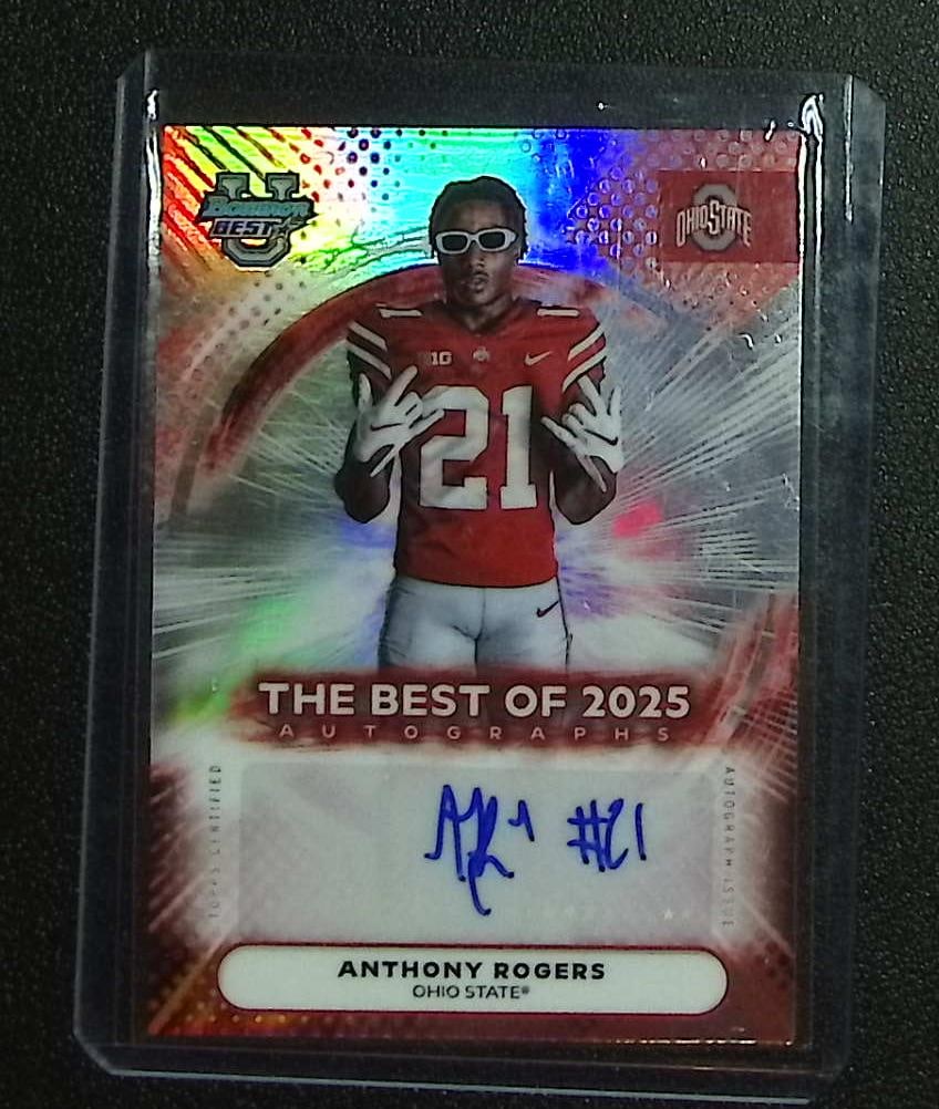 Anthony Rogers Autograph Refractor The Best of 2025 2025 Bowman U Chrome BOA-AR: Bowman U Chrome Football NFL Trading & Sports Cards, Sports Cards for Sale Near Me, Prospect, 1st Bowman, Super Bowl & Hall of Fame Players, Auction Memorabilia Lots For Sale Near Me