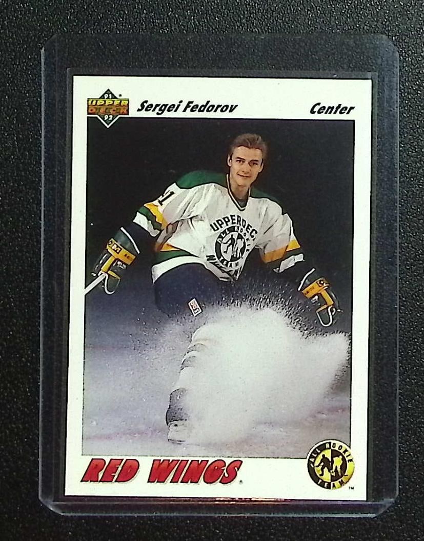 Sergei Federov Rookie Card 1992 Upper Deck #40: Upper Deck Vintage NHL Hockey Trading & Sports Cards, Old Sports Cards for Sale Near Me, Stanley Cup & Hall of Fame Players, Valuable Auction Memorabilia Lots for Sale On Line