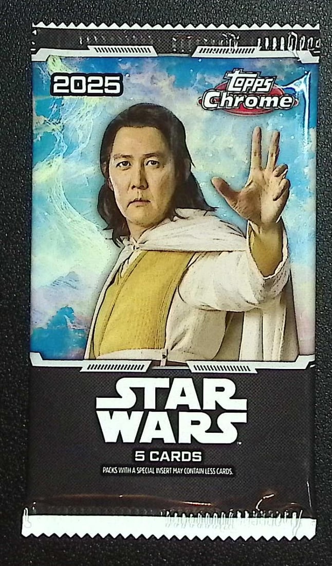 2025 Star Wars Topps Chrome Super Box Pack: Disney Topps Trading Cards of Movies & Television Shows, Refractors, Ray Waves, Numbered Rare Cards. Darth Vader, Luke Skywalker, Princess Leia, Mandalorian, Yoda, Grogu, Han Solo, Rebellion, Imperial