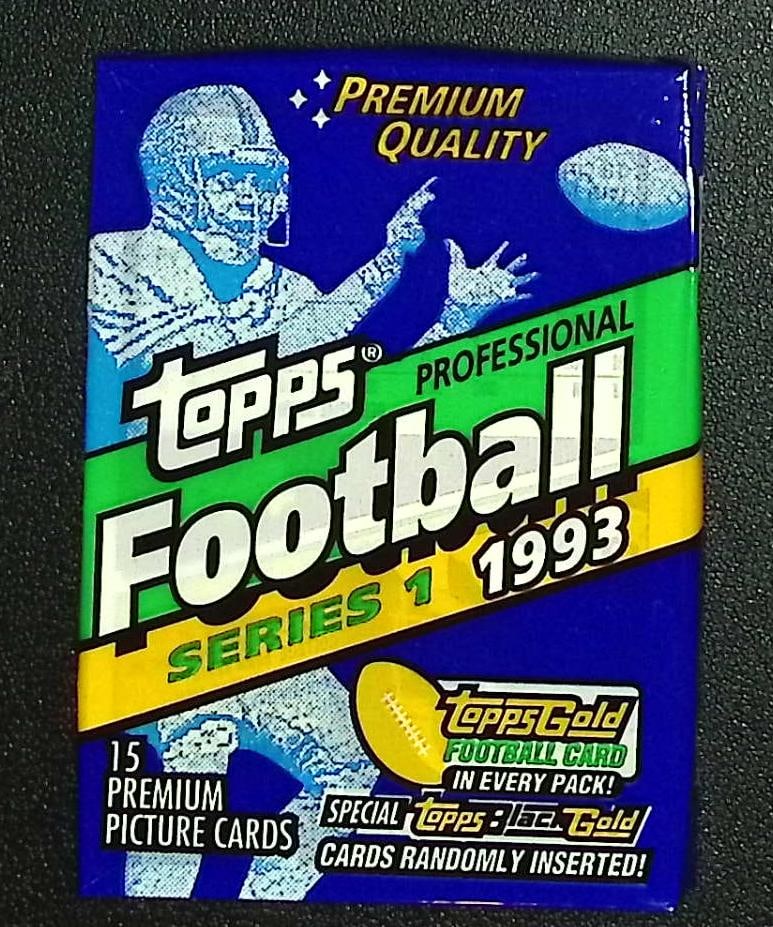 1993 Topps Football Card Retail Box Wax Pack - John Elway, Dan Marino, Joe Montana: Vintage Valuable Football NFL Trading & Sports Cards, Old Sports Cards Sold On Line, Auction Lots Sold On Line, Super Bowl and Hall of Fame Players, Dallas Cowboys, Buffalo Bills, Steelers, 49ers, Joe