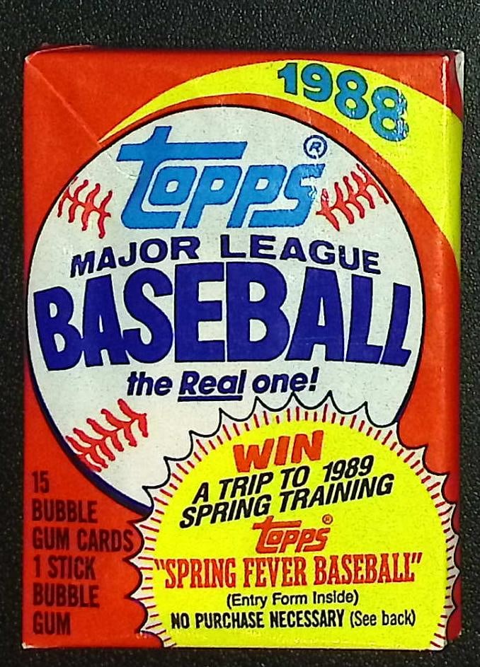 1988 Topps Series 1 Vintage Baseball Card Retail Box Wax Pack Sports Cards: Topps Vintage Rookie Basseball MLB Trading & Sports Cards, Rookie Cards in this Set are Tom Glavine, & Jim Abbott, Old Baseball and Sports Cards For Sale Near Me, World Series Players, Hall of Fame St