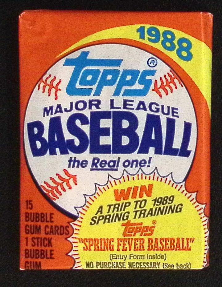 1988 Topps Series 1 Vintage Baseball Card Retail Box Wax Pack Sports Cards: Topps Vintage Rookie Basseball MLB Trading & Sports Cards, Rookie Cards in this Set are Tom Glavine, & Jim Abbott, Old Baseball and Sports Cards For Sale Near Me, World Series Players, Hall of Fame St