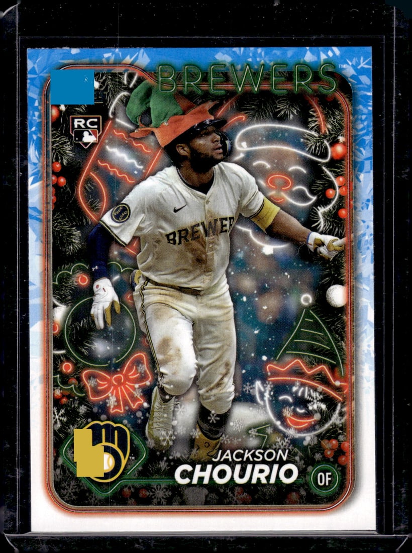 Jackson Chourio Rookie Card Elf Hat Variation 2024 Topps Holiday #H119 Brewers: Topps Baseball MLB Trading & Sports Cards, Sports Cards for Sale Near Me, World Series & Hall of Fame Players Memorabilia, Refractors, X-Fractors, Numbered, SP, SSP, Valuable Auction Memorabilia Lots 