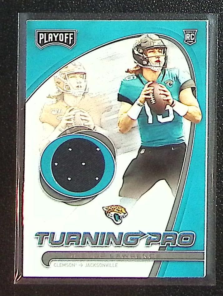 Trevor Lawrence Rookie Card Patch 2021 Panini Playoff #TP-TLR Jacksonville Jaguars: Panini Select, Prizm, Mosaic, Contenders, Zenith, Phoenix, Illusions, Absolute, Rookie NFL Sports Trading Cards, SP, SSP, Cards, Football Cards for Sale Near Me, Superbowl & Hall of Fame Player Cards,