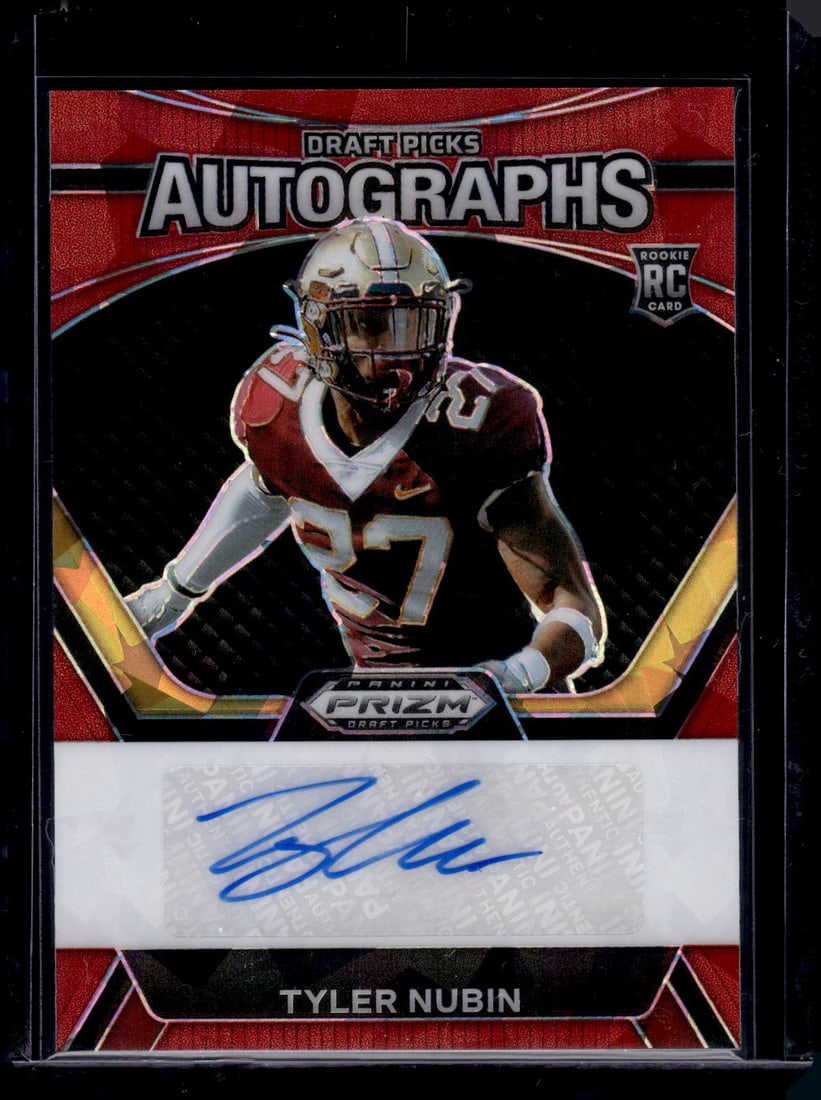 Tyler Nubin Rookie Auto Red Ice 2024 Prizm Draft Picks #DPA-TNN New York Giants: Panini Select, Prizm, Mosaic, Contenders, Zenith, Phoenix, Illusions, Absolute, Rookie NFL Sports Trading Cards, SP, SSP, Cards, Football Cards for Sale Near Me, Superbowl & Hall of Fame Player Cards,