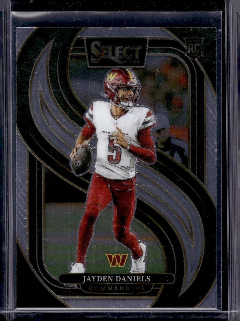 Jayden Daniels Rookie Card 2024 Select #112 Washington Commanders: Panini Select, Prizm, Mosaic, Contenders, Zenith, Phoenix, Illusions, Absolute, Rookie NFL Sports Trading Cards, SP, SSP, Cards, Football Cards for Sale Near Me, Superbowl & Hall of Fame Player Cards,