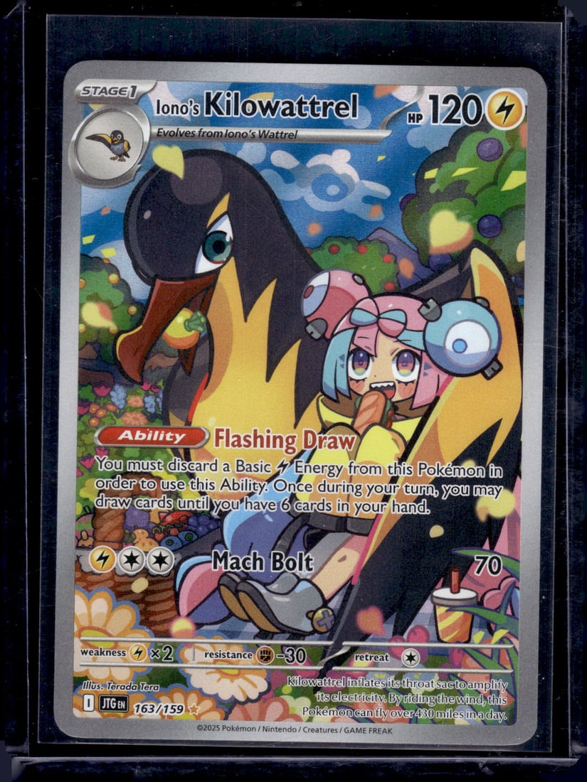 Pokemon Journey Together Iono's Kilowattrel Illustration Rare #163: Pokemon Trading Card Game Cards, Charizard, Pikachu, Mewtwo, Reverse Holo, Holo Rare, Secret Rare Cards, Full Art Cards, Eevee, Ultra Rare Card, Illustration Rare, Special Illustration Rare SIR