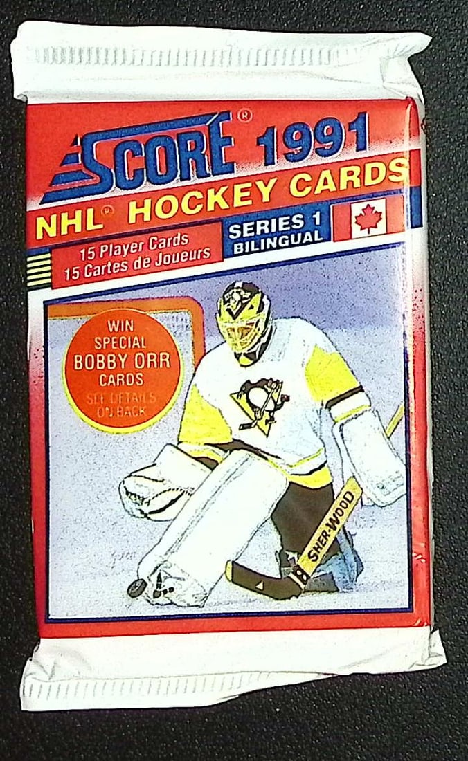 1991 Score Bi-Lingual Series 1 Vintage Hockey Cards Retail Box Pack Sports Cards: Score Vintage Hockey NHL Trading & Sports Cards, Brett Hull, Ray Bourque, Patrick Roy, Mario Lemieux, Wayne Gretzky, Old Sports Cards for Sale Near Me, Stanley Cup & Hall of Fame Players, Valuable Auc