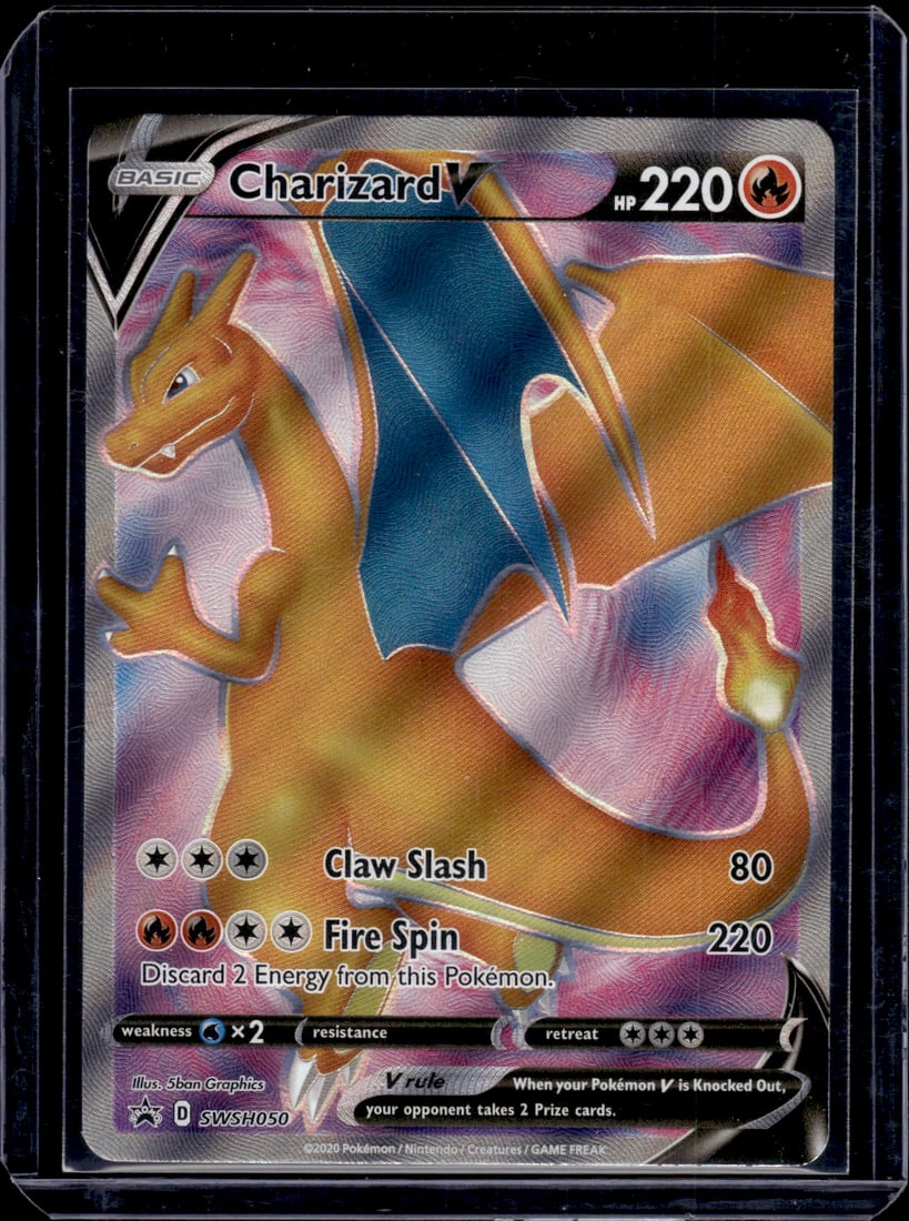 Pokemon Sword & Shield Promo Charizard V #SWSH050 LP SEE PICS: Pokemon Trading Card Game Cards, Charizard, Pikachu, Mewtwo, Reverse Holo, Holo Rare, Secret Rare Cards, Full Art Cards, Eevee, Ultra Rare Card, Illustration Rare, Special Illustration Rare SIR