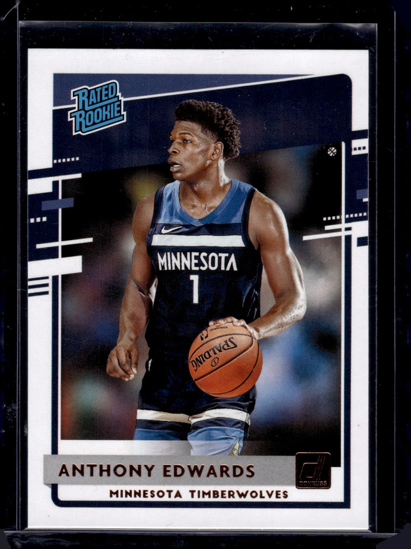 Anthony Edwards Rookie Card 2020-21 Donruss #201 Minnesota Timberwolves: Panini Select, Prizm, Mosaic, Contenders, Revolution, Phoenix, NBA Hoops, Rookie NFL Sports Trading Cards, Silver, SP, SSP, Wave Prizms, Numbered Cards, Basketball sports Cards for Sale Near Me, NBA C