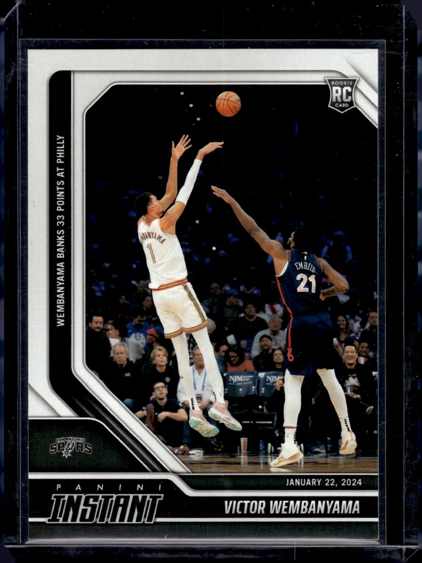 Victor Wembanyama Rookie Card /2525 2023-24 Panini Instant #267 San Antonio Spurs: Panini Select, Prizm, Mosaic, Contenders, Revolution, Phoenix, NBA Hoops, Rookie NFL Sports Trading Cards, Silver, SP, SSP, Wave Prizms, Numbered Cards, Basketball sports Cards for Sale Near Me, NBA C