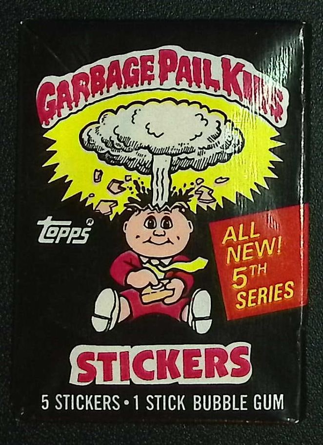 1986 Topps Vintage Garbage Pail Kids Retail Box Wax Pack - 5th Series: Sealed Packs this old have no card quality guarantees - Topps Trading Cards Sold on Line, Auction Lots for sale on line, Trading Card Stickers