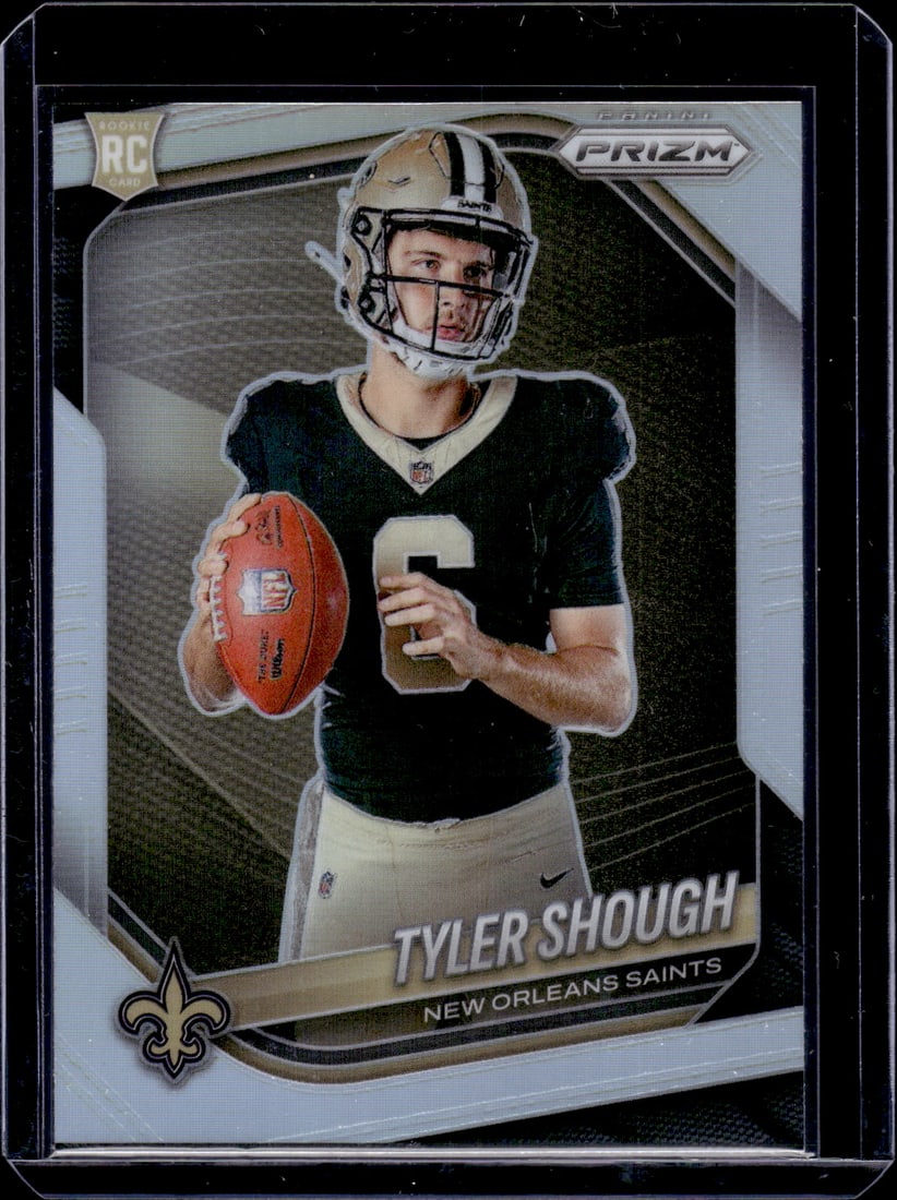 Tyler Shough Rookie Card Silver Prizm Variation 2025 Panini Prizm #429 New Orleans Saints: Panini Select, Prizm, Mosaic, Contenders, Zenith, Phoenix, Illusions, Absolute, Rookie NFL Sports Trading Cards, SP, SSP, Cards, Football Cards for Sale Near Me, Superbowl & Hall of Fame Player Cards,