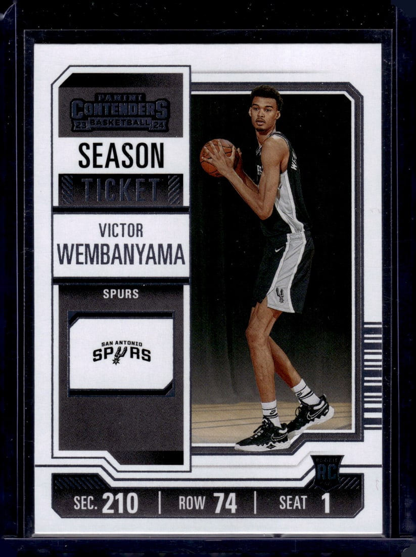 Victor Wembanyama Rookie Card 2023-24 Panini Contenders #11 San Antonio Spurs: Panini Select, Prizm, Mosaic, Contenders, Revolution, Phoenix, NBA Hoops, Rookie NFL Sports Trading Cards, Silver, SP, SSP, Wave Prizms, Numbered Cards, Basketball sports Cards for Sale Near Me, NBA C