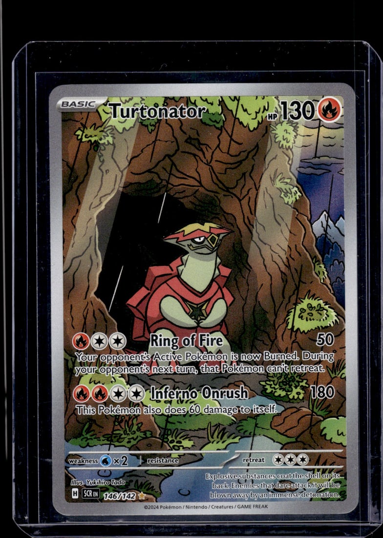 Pokemon Stellar Crown Turtonator Illustration Rare #146: Pokemon Trading Card Game Cards, Charizard, Pikachu, Mewtwo, Reverse Holo, Holo Rare, Secret Rare Cards, Full Art Cards, Eevee, Ultra Rare Card, Illustration Rare, Special Illustration Rare SIR