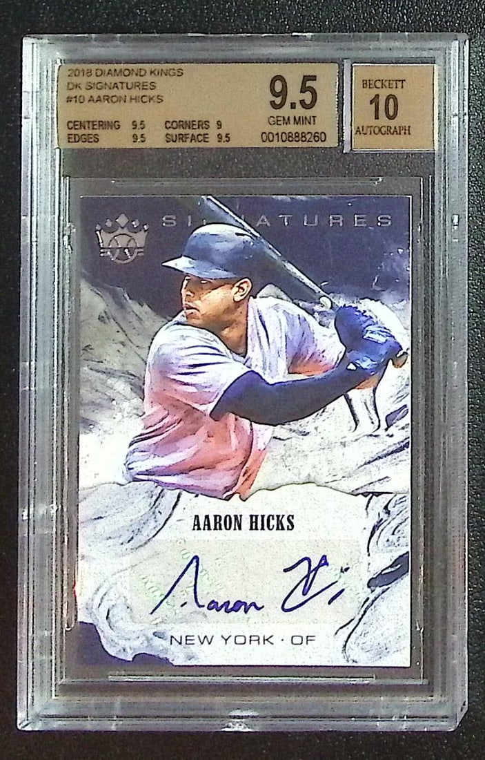 Aaron Hicks Auto 2018 Diamond Kings #S-AH BGS 9.5 Gem Mint Auto 10 Yankees, Angels: Panini Baseball MLB Trading & Sports Cards, Sports Cards for Sale Near Me, Prizm, Mosaic, Select, SP, SSP, Auction Memorabilia Lots for Sale On Line, World Series & Hall of Fame Players
