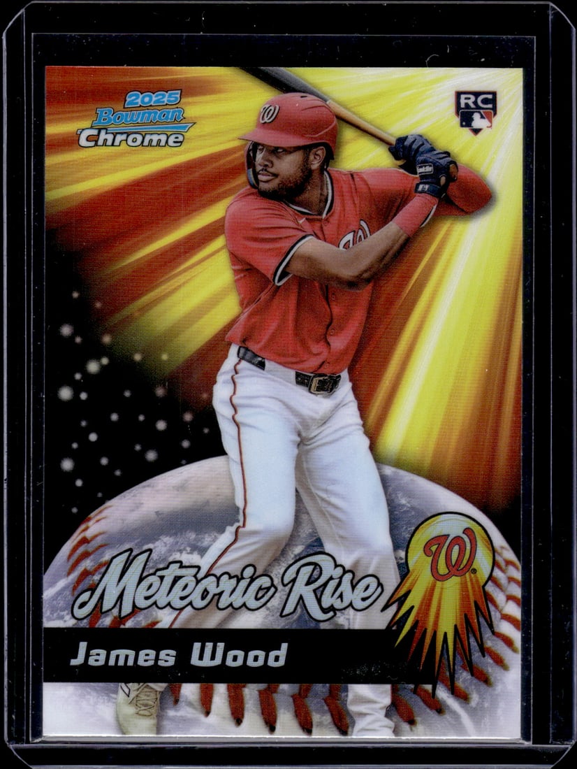 James Wood Rookie Card Meteoric Rise 2025 Bowman Chrome #MR-5 Nationals: Bowman Baseball MLB Trading & Sports Cards, Sports Cards for Sale Near Me, World Series & Hall of Fame Players, SP, SSP, Chrome, 1st Bowman, Auction Memorabilia Lots Sold On Line