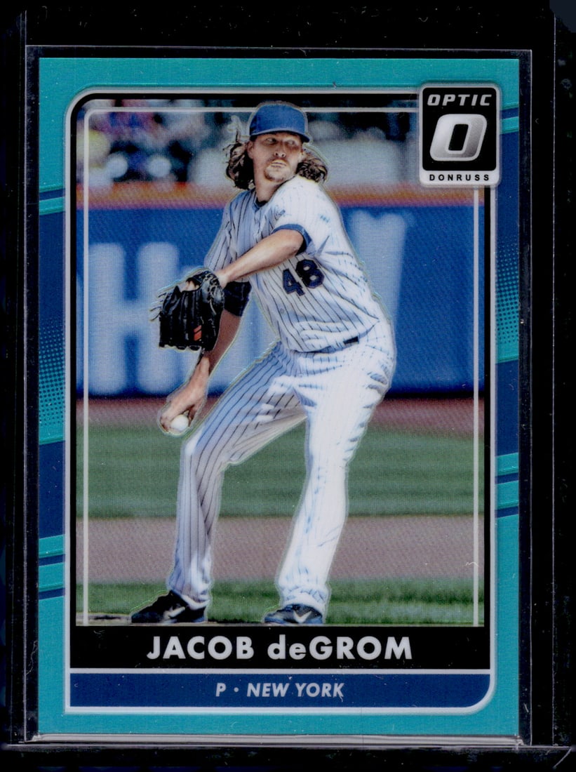Jacob DeGrom Aqua Prizm /299 2016 Donruss Optic #118 New York Mets: Panini Baseball MLB Trading & Sports Cards, Sports Cards for Sale Near Me, Prizm, Mosaic, Select, SP, SSP, Auction Memorabilia Lots for Sale On Line, World Series & Hall of Fame Players