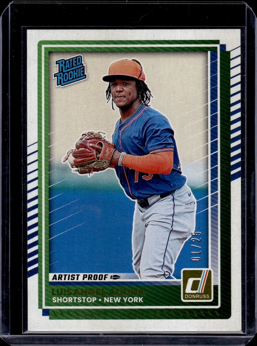 Luisangel Acuna Rookie Card Artist Proof /25 2025 Donruss #1 Mets, White Sox: Panini Baseball MLB Trading & Sports Cards, Sports Cards for Sale Near Me, Prizm, Mosaic, Select, SP, SSP, Auction Memorabilia Lots for Sale On Line, World Series & Hall of Fame Players