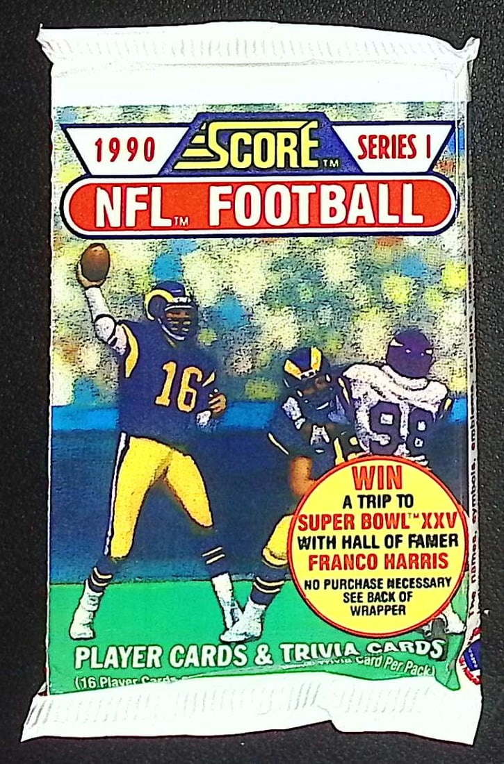 1990 Score Series 1 Vintage Football Card Factory Sealed Retail Box Pack Sports Card: Score Vintage Football Rookie NFL Trading & Sports Cards, Emmitt Smith, Bo Jackson, Barry Sanders, Joe Montana, Jerry Rice, Old Sports Cards for Sale Near Me, Super Bowl & Hall of Fame Players, Valuab