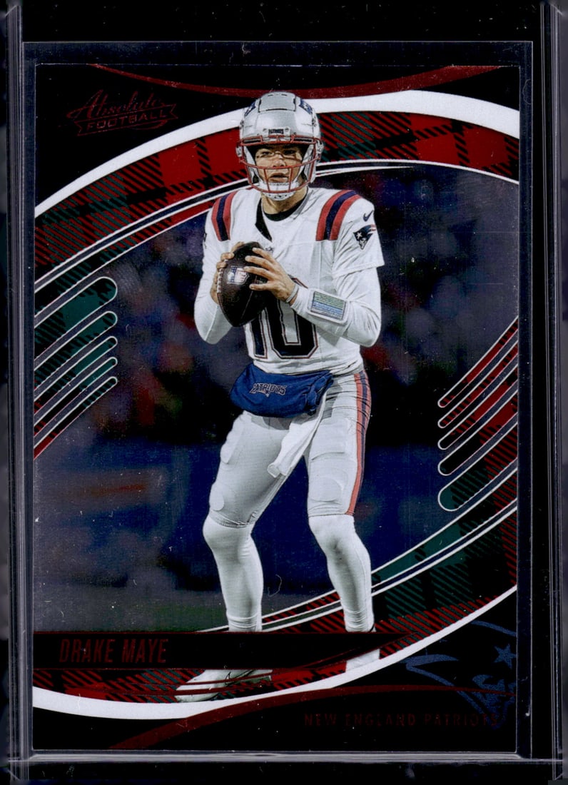 Drake Maye Red & Green 2025 Absolute #79 New England Patriots: Panini Select, Prizm, Mosaic, Contenders, Zenith, Phoenix, Illusions, Absolute, Rookie NFL Sports Trading Cards, SP, SSP, Cards, Football Cards for Sale Near Me, Superbowl & Hall of Fame Player Cards,