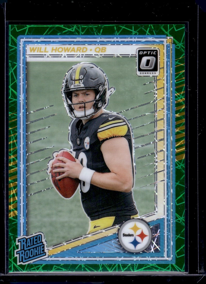 Will Howard Rookie Card Green Velocity Prizm 2025 Donruss Optic #233 Steelers (1 of 2)