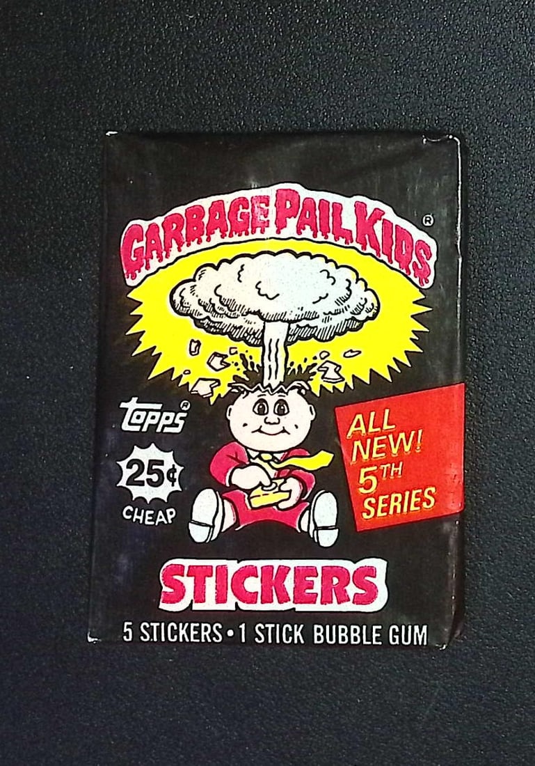 1986 Topps Vintage Garbage Pail Kids Retail Box Wax Pack - 5th Series: Sealed Packs this old have no card quality guarantees - Topps Trading Cards Sold on Line, Auction Lots for sale on line, Trading Card Stickers