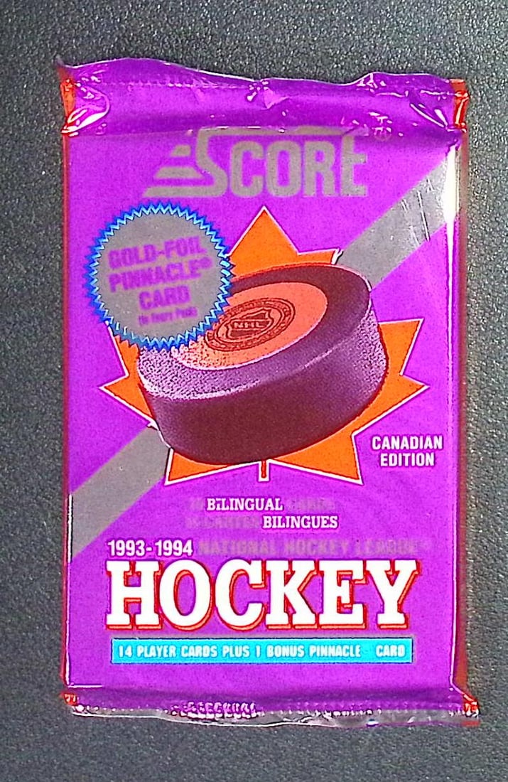 1993-94 Score Bilingual Canadian Edition Hockey Retail Box Pack: Score Vintage Hockey NHL Trading & Sports Cards, Brett Hull, Ray Bourque, Patrick Roy, Mario Lemieux, Wayne Gretzky, Old Sports Cards for Sale Near Me, Stanley Cup & Hall of Fame Players, Valuable Auc