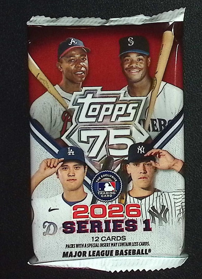 2026 Topps Series 1 Baseball 75th Anniversary BLASTER BOX PACK: Factory Sealed Topps Baseball MLB Trading & Sports Cards, Rookie Cards in this set are Jack Caglianone, Speckled, SP, SSP, Variations, Autographs, Chrome, Refractors, 1976 Topps, Sports Cards for Sale