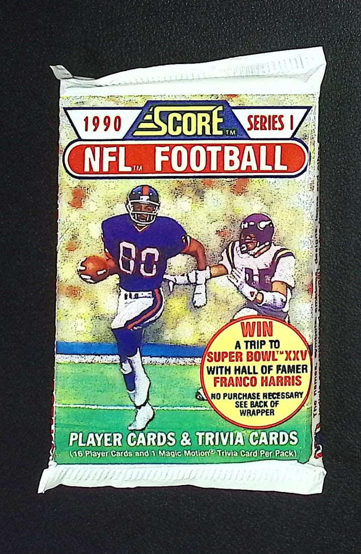 1990 Score Series 1 Vintage Football Card Factory Sealed Retail Box Pack Sports Card: Score Vintage Football Rookie NFL Trading & Sports Cards, Emmitt Smith, Bo Jackson, Barry Sanders, Joe Montana, Jerry Rice, Old Sports Cards for Sale Near Me, Super Bowl & Hall of Fame Players, Valuab