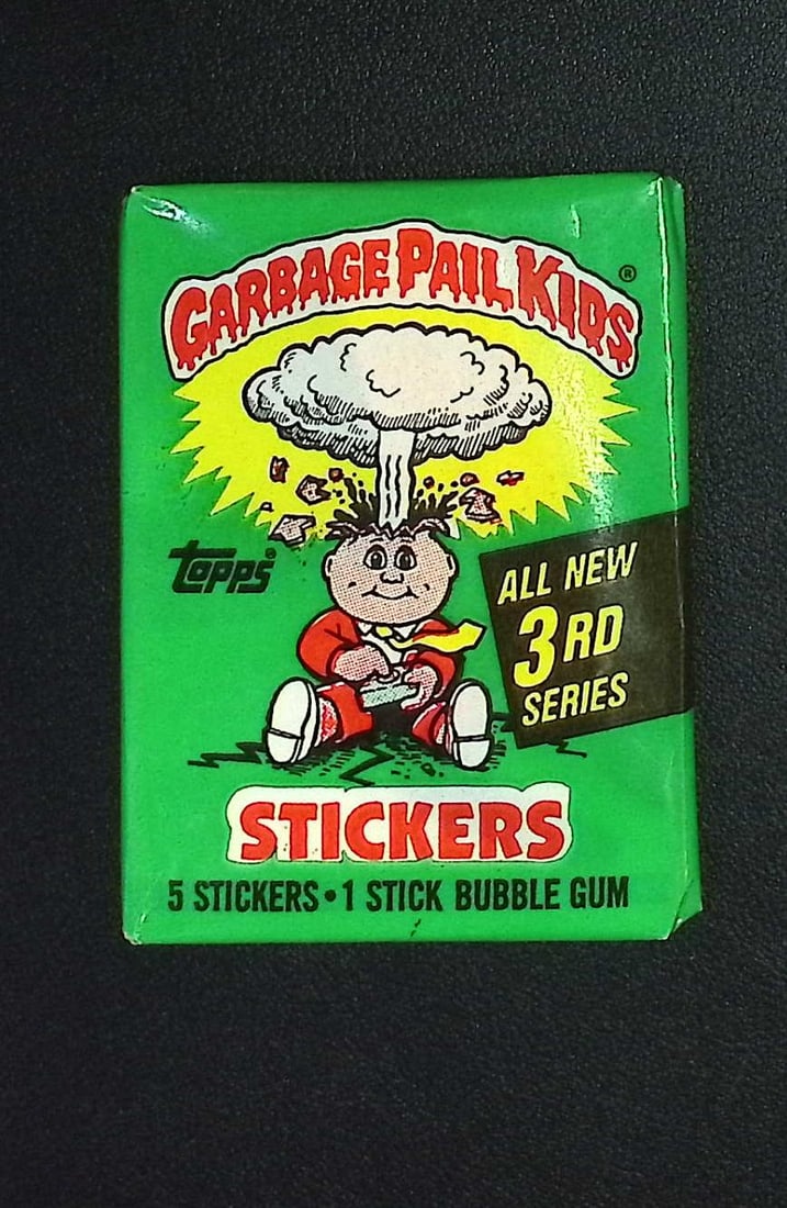 1986 Topps Vintage Garbage Pail Kids Retail Box Wax Pack - 3rd Series: Sealed Packs this old have no card quality guarantees - Topps Trading Cards Sold on Line, Auction Lots for sale on line, Trading Card Stickers