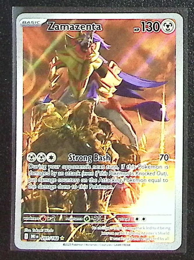 Pokemon Destined Rivals Zamazenta Illustration Rare #201: Pokemon Trading Card Game Cards, Charizard, Pikachu, Mewtwo, Reverse Holo, Holo Rare, Secret Rare Cards, Full Art Cards, Eevee, Ultra Rare Card, Illustration Rare, Special Illustration Rare SIR