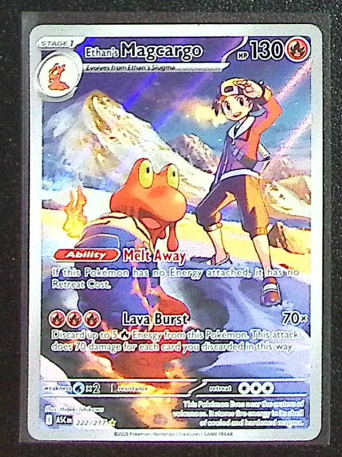 Pokemon Ascended Heroes Ethan's Magcargo Illustration Rare #222: Pokemon Trading Card Game Cards, Charizard, Pikachu, Mewtwo, Reverse Holo, Holo Rare, Secret Rare Cards, Full Art Cards, Eevee, Ultra Rare Card, Illustration Rare, Special Illustration Rare SIR