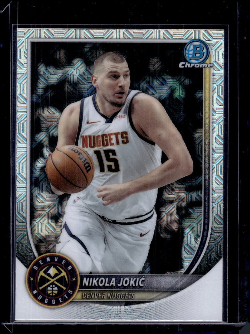 Nikola Jokic Mojo Refractor 2025-26 Bowman Chrome #BCV-100 Denver Nuggets: Bowman Chrome Basketball NBA Trading & Sports Cards, Sports Cards for Sale Near Me, Chrome, Refractor, SP, SSP, Valuable Auction Memorabilia Lots Sold On Line, NBA Championship & Hall of Fame Player C